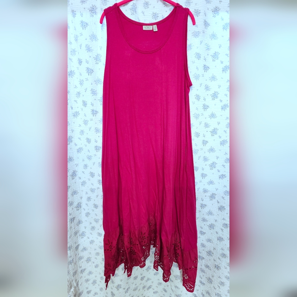LOGO by Lori Goldstein Vibrant Pink Midi Dress